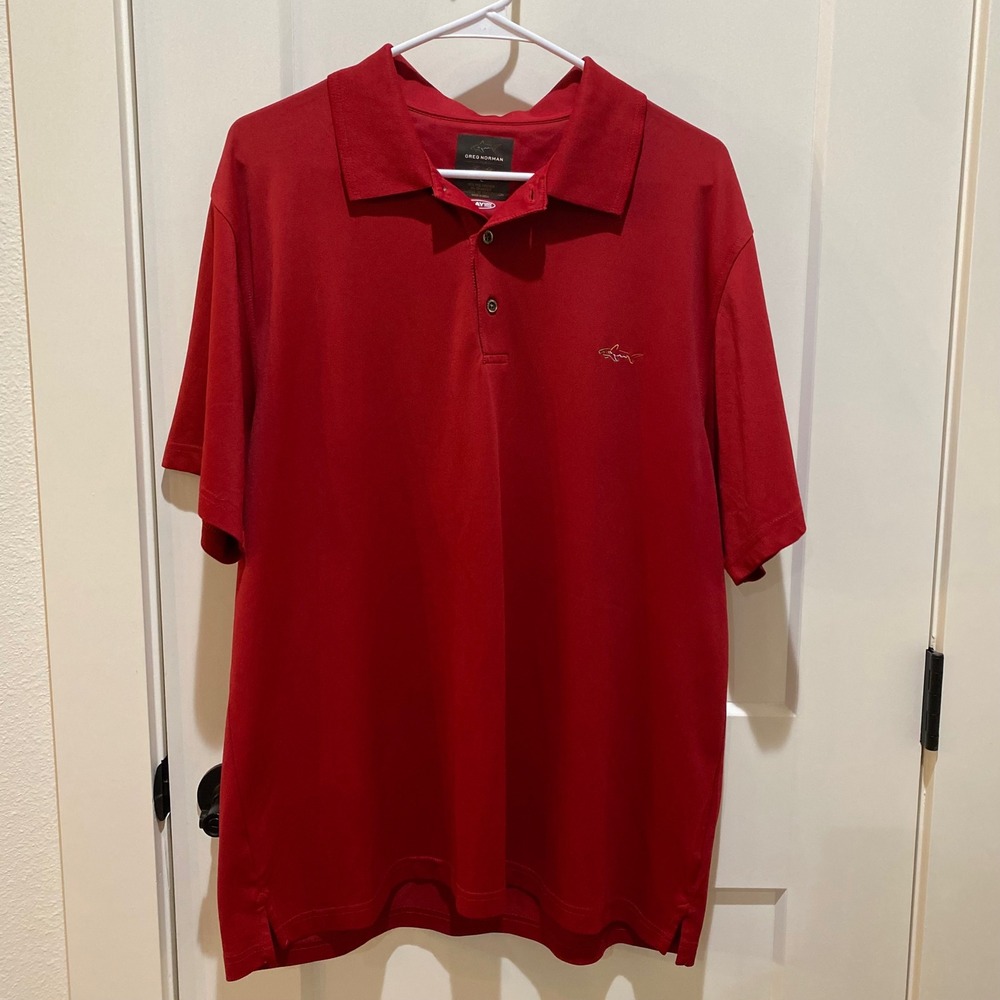 Greg Norman for Tasso Elba Men's Golf Polo. Large. Dark Red. Poly/Spandex